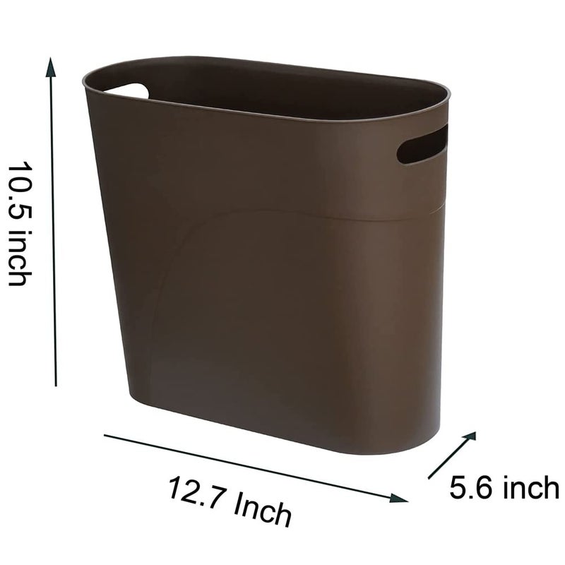 ROYFACC Small Trash Can Plastic Bathroom Wastebasket 3.2 Gallon Slim Garbage Container Bin with Handle for Home Kitchen Bathroom Bedroom Office, 2 Pack (Brown) - Image 4